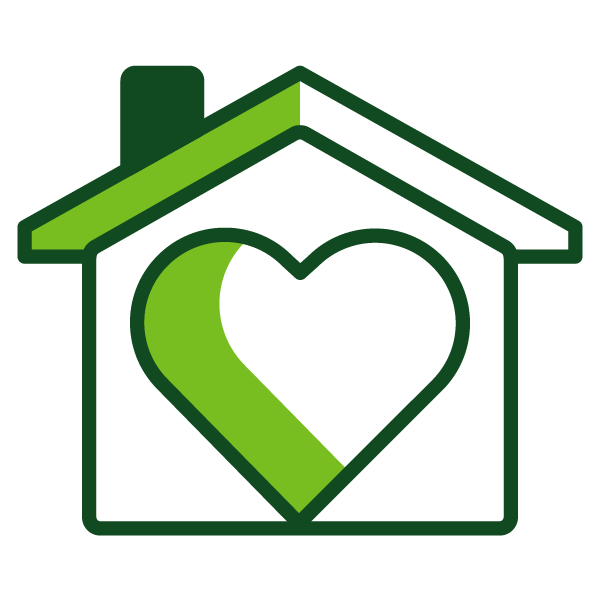 Icono de casa con corazón de Humana 2022